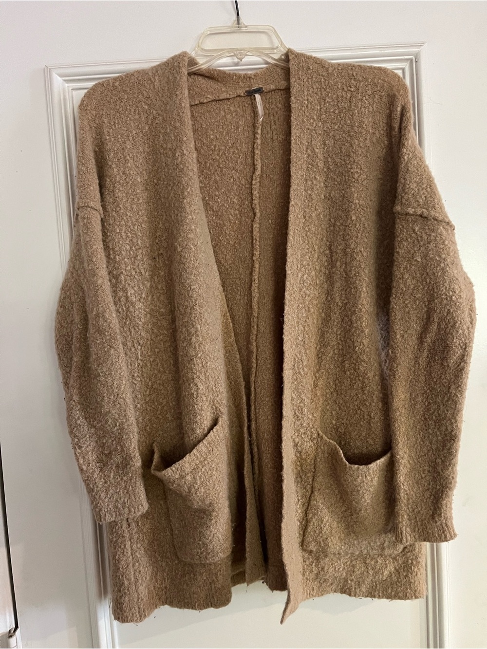 FREE PEOPLE - Cozy Tan Open-Front Women's Cardigan Sweater